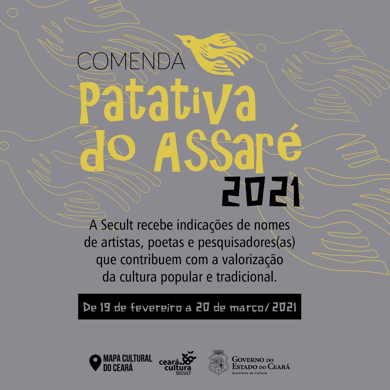 Secult Ceará lança Comenda Patativa do Assaré 2021 e recebe indicações de nomes para homenagem