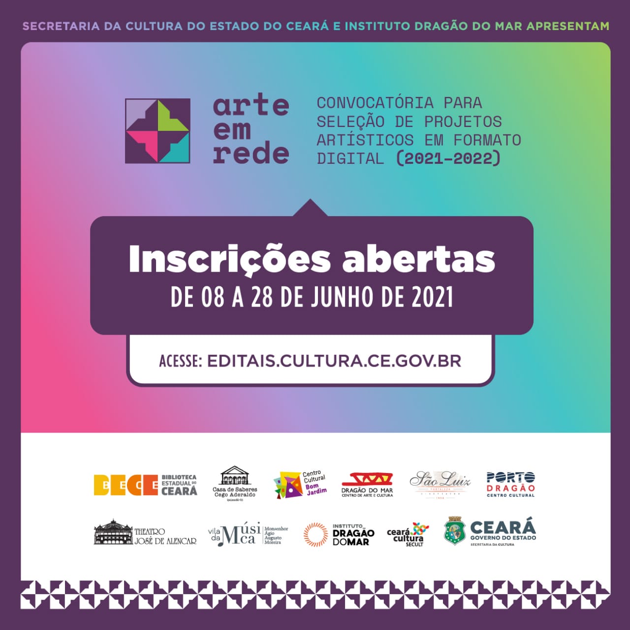 Secult Ceará e IDM abrem inscrições para o “Arte em Rede”