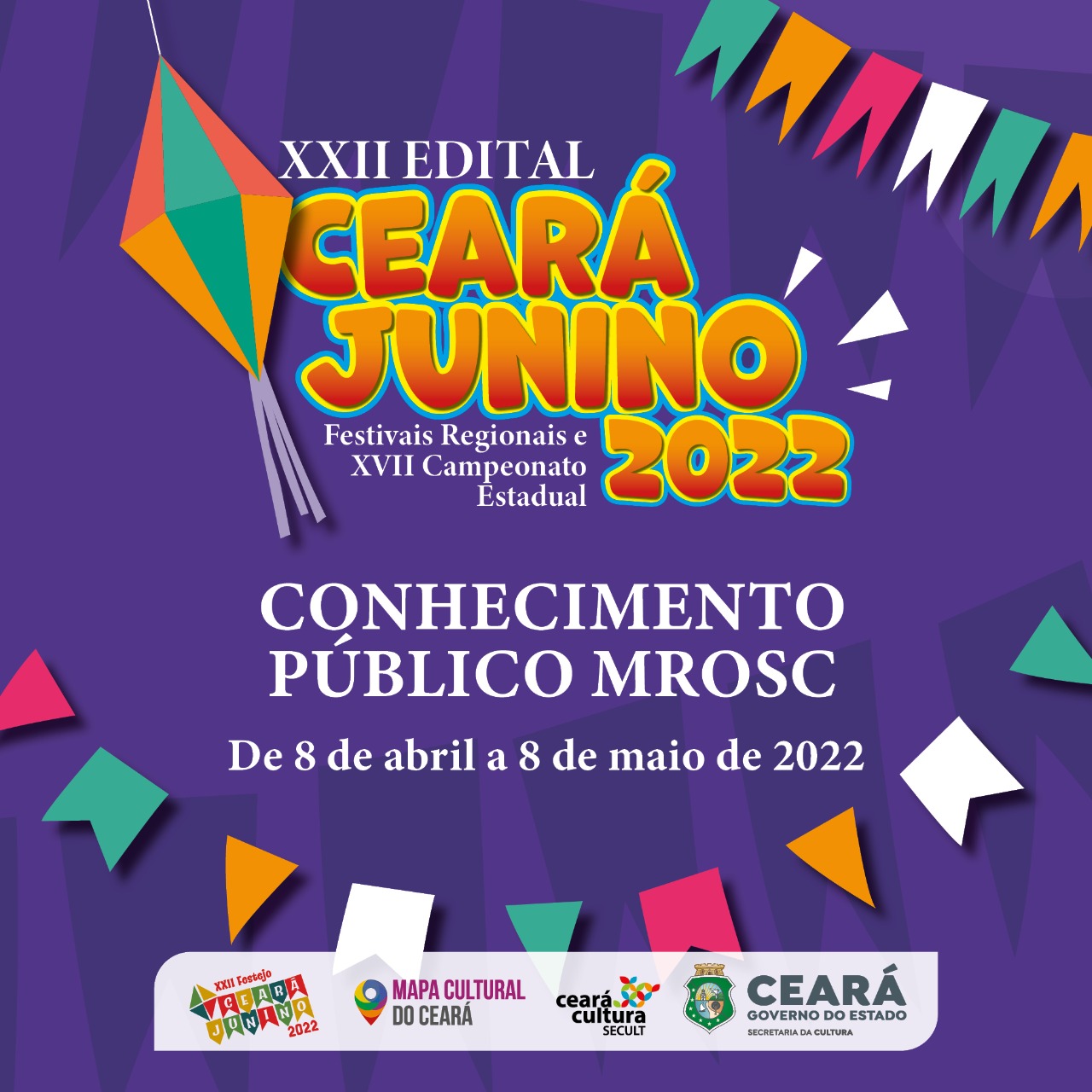 Secult torna público o XXII Edital Ceará Junino para os Festivais Regionais e XVII Campeonato Estadual Festejo Ceará Junino 2022